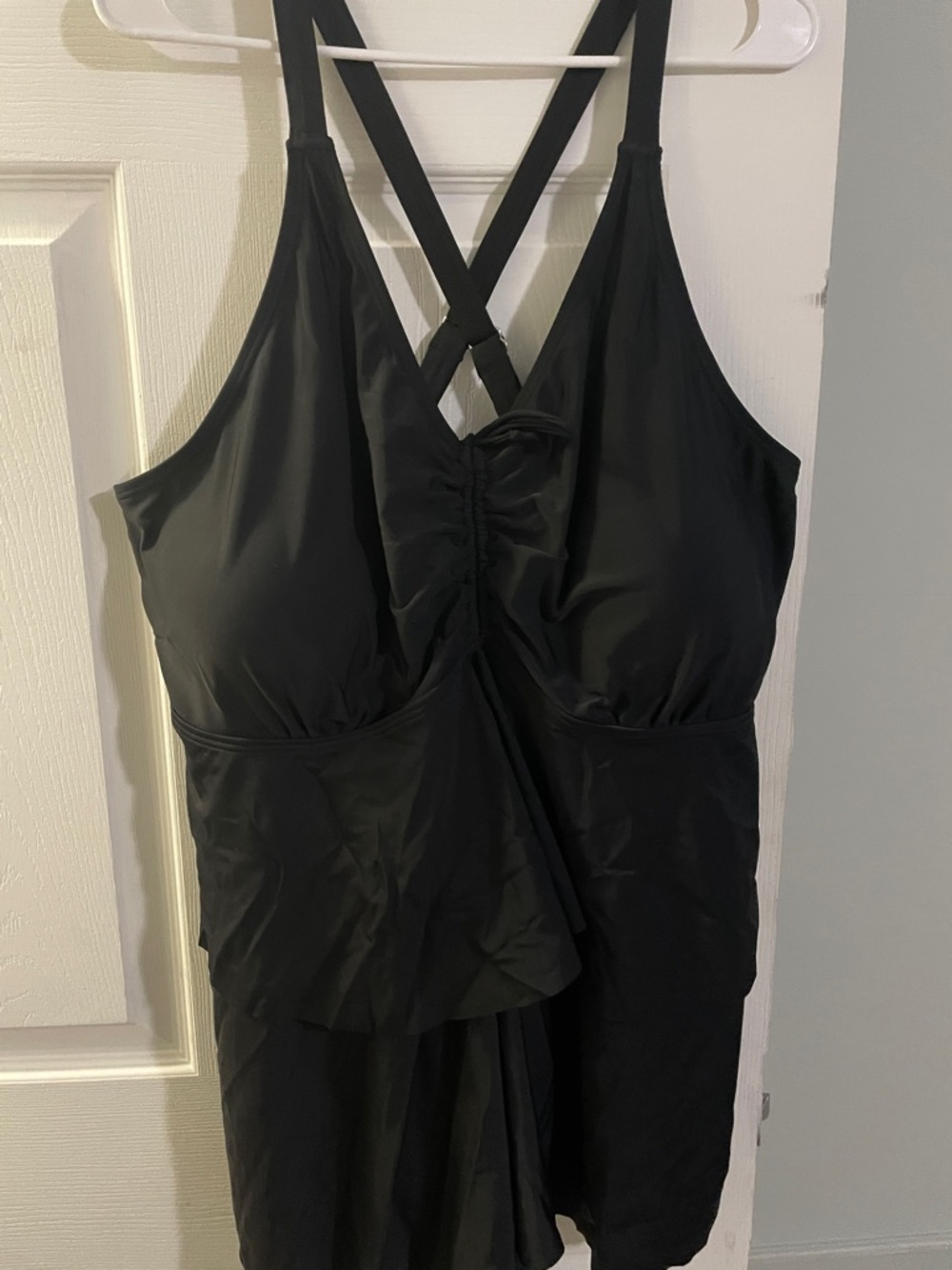BloomChic Black Women's Swim Tankini with Crisscross Straps